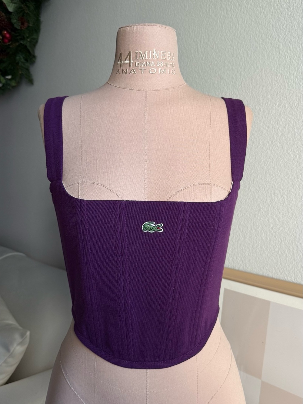 Lacoste Purple Cropped Corset with Croc Logo